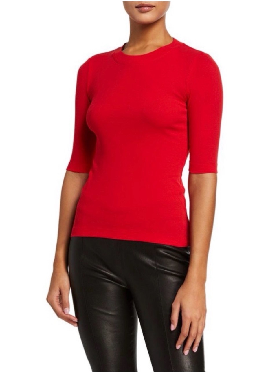 Rosetta Getty Red Cropped Sleeve Top Women's Size Small